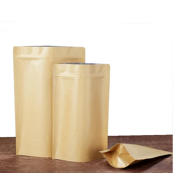 100 Tk Pruun Jõupaber, Toiduainete Pakendid Kotid Tõmblukk Reclosable Kuivatatud Suupiste Tee Toidu Ziplock BagsSmell Tõend Storage Pouch