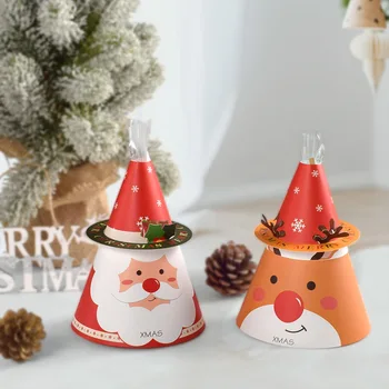 10tk Mütsi Kujuline Christmas Candy Box Cartoon Santa Põder Loominguline Kook Kasuks Kingitus pakendis Kastid Lustlik jõulupidu Dekoratsioon