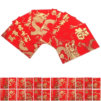 60pcs Traditsiooniline Hiina Punased Ümbrikud Dragon Hongbao Õnnelik Raha Kingitus Ümbrikud Punane Pakettaknad 2024 Uus Aasta Õnnistus Draakon
