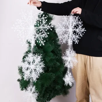 6tk/set jõulupidu Valge Lumehelves Jõulupuu Home Decor Rippus Valge Plastikust Xmas Lumehelves Puu Natal Teenetemärgi