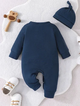 Baby Girl Boy Set Riided Pikk Varrukas Koo Soonikkoes Romper Kombekas (Solid Color Bodysuit Müts Vastsündinud Imiku Komplekt