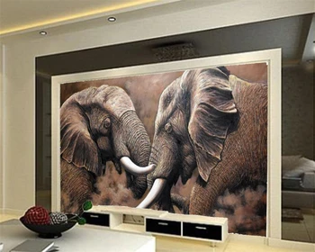 Beibehang Kohandatud Taustpildi HD Aafrika Elevant Stereo Õli Maali Tausta Seina Loomade Taust Dekoratiivsed 3d tapeet