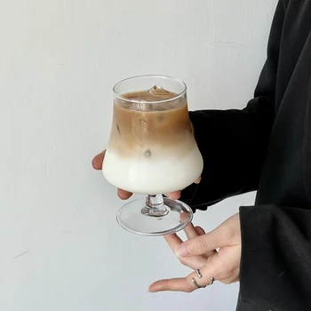 Creative High-footed Prillid Iced Ameerika Latte Kohvi Tassi Kõrge Vöökoht-footed Kokteili Klaas Külma Juua Klaas Pool Tarvikud