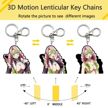 Demon Slayer Kanroji Mitsuri 3D motion lenticular Võti Ketid Kott&Auto Ripats Anime Välisseadmete Kingitus Mood Tarvikud