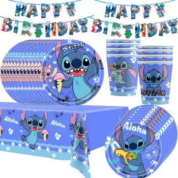 Disney Stitch Partei Asjade Paberist Salvrätikud Laudlina Plaadid Õhupalli Õmblema Teema Baby Shower Kid Poisid Sünnipäeva Teenetemärgi