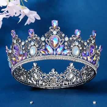 KMVEXO Kuninglik Pruut Crystal Kuninganna Kuningas Tiaras ja Kroonid Pruudi Võistlused Diadem Pea Ornament Pulmad Juuksed Ehted Tarvikud