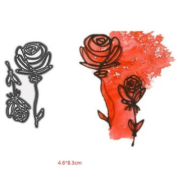 Kaks Rose Lillekimpude Ofort Metalli Lõikamine Die DIY Scrapbooking Cutout Pulmapidu Käsitöö Reljeef Kaunistused Šabloonid on Korduvkasutatavad