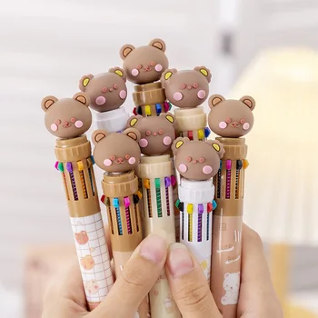 Kawaii Multi-Värvi Pliiats Kõik-ühes-Kirjatarvete Komplekt Õppe kontoritarbed Karu 10 Värve, Pastapliiatsid Õli Loominguline Rollerball Pliiats