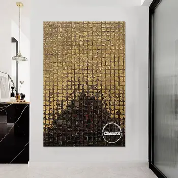 Kuldne Akrüül Tekstuur Paksus Abstraktse Akrüül Seina Tapeedid Õli Maali Kunst Suur Suurus Koridori Decor Artwork, Lõuend