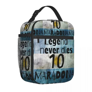 Legend Kunagi Sureb Diego Maradona Plakat Isoleeritud Lunch Kotid Jalgpall Jalgpall Sööki Konteiner Jahuti Kotti Tassima Lunch Box Travel