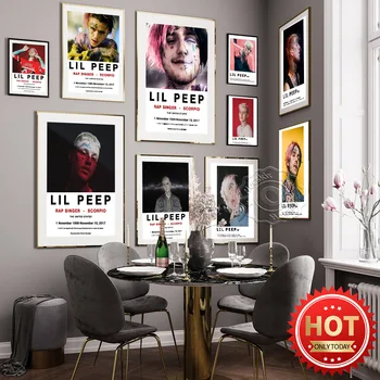 Lil Peep Laulja Tattoo Art Prindi Plakat, Räppar Star Vintage-Moe Lõuendile Maalimise, Hip-Hop Muusika Baar, Pubi, Klubi Decor Kingitus Idee