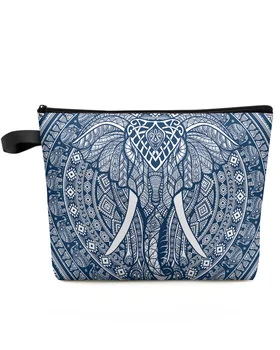 Mandala Muster Elevant Sinine Meik Kott Pouch Travel Essentials Lady Naiste Kosmeetika-Kotid Wc Korraldaja Ladustamise Penaali