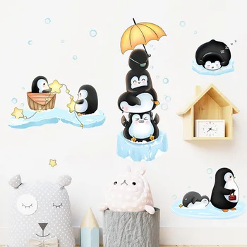 Naljakas Penguines Seina Kleebis Lastele Toad Tüdrukud Poisid Baby Room Dekoratsioon Nordic Cartoon Loomade Lastetoa Tapeet Seina Decal