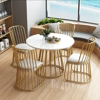 Põhjamaade marmor ring lauad ja-toolid, minimalistlik söögilaud, loominguline puhkeala, piima tee ladu, kohvik, isikupärastatud