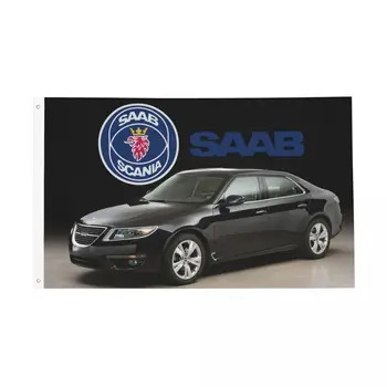 Rootsi Saabs Scanias Lipud Ergas Värv Siseruumides Väljas Banner Saab Auto Club Polüester Koju, Tuba Ühiselamus Wall Decor 90x150cm