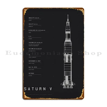 Saturn V Plaan Metallist Tahvel Elutuba Laigud Luua Baar Koobas Seinamaaling Tina Märk Plakat