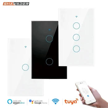 Smart Wifi Valguse Lüliti Klaasist Ekraan, Touch Panel hääljuhtimine Traadita Seina Lülitid Remote with Alexa Google ' i Kodu 1/2/3/4 Gang