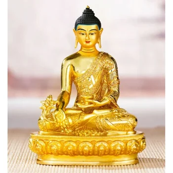 Vana Handpainted pronksist Buddha kuju kullatud bhagavan Amitabha Bhaisajya
