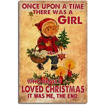 Vintage Tina Metallist Märgid Ükskord Oli Tüdruk, Kes Tõesti Armastas Jõulud Märk Santa Claus Märk Merry ChristmasDecor
