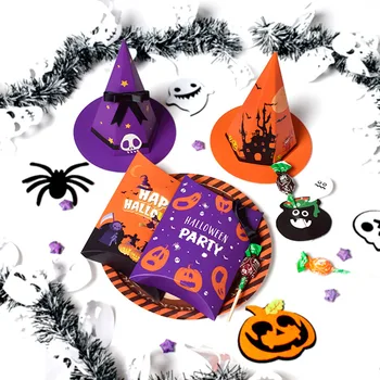 100tk Halloween Müts Kommi, Kinke Loominguline Küpsise Candy Halloween Kook Kastid ja Pakendid Pool Suveniirid Külalised Teenetemärgi