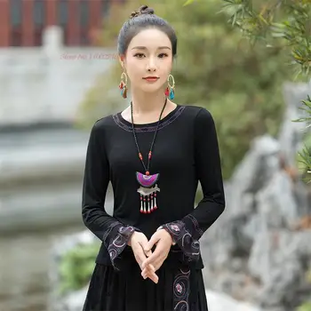 2024 riigi lille tikandid o-kaeluse etnilise särgid traditsiooniline tang särk vintage särk hanfu top hiina vintage t-särk