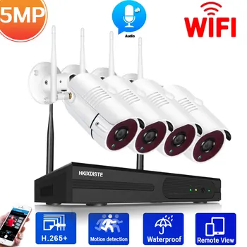 4CH 5MP HD Wireless CCTV Süsteemi Heli Salvestada Väljas P2P Wifi IP Security Kaamera Komplekt 4CH videovalve Komplekt 8CH Wifi NVR Komplekt