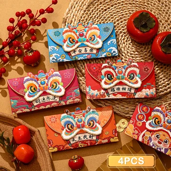 4TK 2024 Hiina Uue Aasta Punased Ümbrikud Peace Dragon Aasta Hongbao Spring Festival Raha Taskud Õnnelik Pulm Pakette