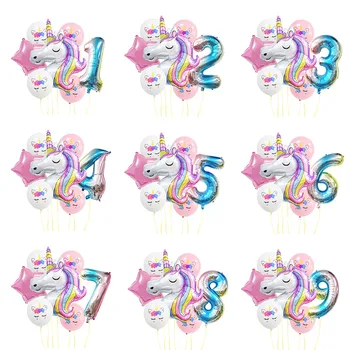 7tk Rainbow Unicorn Õhupallid Lapsed Tüdrukud Foolium Kolbides Komplekt Pulm Baby Shower Pool Tarnete 1. Sünnipäeva Teenetemärkide