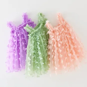 Beebi Liblikas Kleidid Tüdrukute Varrukateta Suspender Armas Mudilane Lapsed Printsess Kleit 2024 Uus Mood Suvel Tüdrukute Kleit