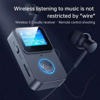 Bluetooth-5.0 Audio Vastuvõtja Adapter, LCD-Ekraan, Bluetooth, MP3-Mängija Tugi puldiga Fotograafia Toeta TF Kaart
