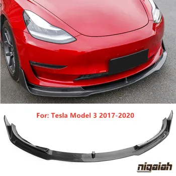 Carbon Fiber Auto Esistange Lip Splitter For Tesla Model 3 2017-2020 Keha Komplekt Esi Lip Spoiler, Difuusor Chin Guard Protector