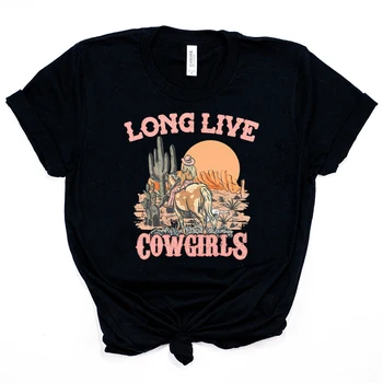 Elagu Cowgirls T-särk Lääne Kõrbes Särk Vintage Cactus Cowgirl Tee Metsik Lääs Lahe Riik Tüdruk Terekest Tshirt Hipster Tops
