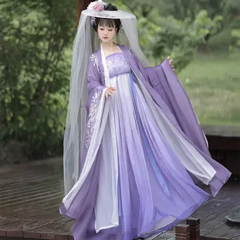 Hanfu Hiina Stiilis Kleit Set Naiste Vintage Elegantne Lille Tikandid Fairy Dance Stage Kostüümid Naine Magus Printsess Varustus