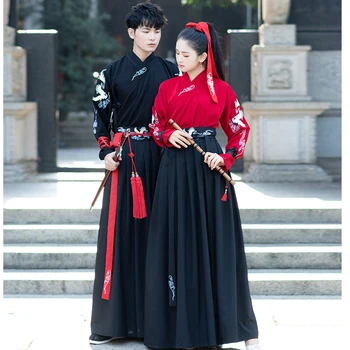 Hiina Kleit Vana Hanfu 5XL Punane Must Traditsioonilised Tikandid Kleidid Hiina Stiilis Folk Dance Rüü Cosplay Kostüüm Kimono Ülikond