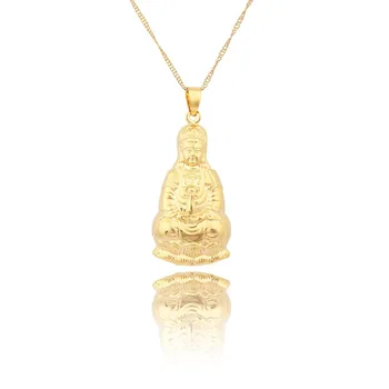 Hot müük mood Kollane Kuld Avalokitesvara Ripats ehted 45/60cm kett kaelakee tasuta shipping