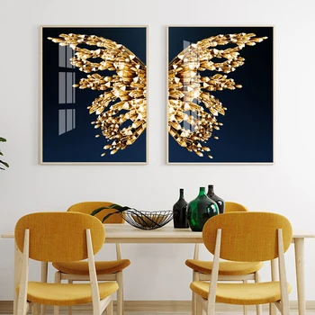 Kuldne Tiibadega Liblikas Seina Art Plakatid ja Pildid Kaasaegse HD Pilte Printida Kodus elutoa Kaunistamiseks Lõuendile Maali Kunst
