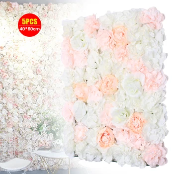 Kunstlik Silk Flower Seinale 5 tk Paneel, pulmapiltide Saal Pool Pulmad Festival Tähistamine