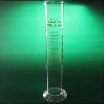 Kõrge kvaliteedi Laboratoorne 2000ml mõõtesilinder Skaalaga Kõrge borosilicate 3.3 Klaas mõõtekork Lab Tarvikud