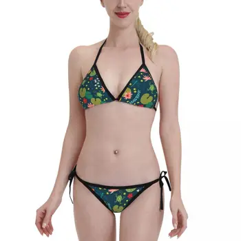 Lily Pad 2023 Sexy Bikini Set Push Up Ujumistrikoo Naiste Päitsed Kaela Ujumistrikoo Beachwear