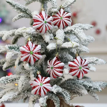 Lumehelves Candy Cane Galvaniseeritud kuuseehted Natal Navidad 2023 jõuluehe Kodu Xmas Noel Kingitused