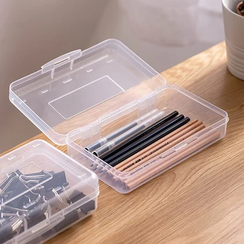 Läbipaistev Pencil Box Kõvast Plastikust Pliiats Juhul Crayon Pen Kasti Eskiis Penaali Virnastamine Kontoritarbed Korraldaja Box