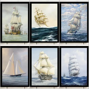 Lõuend Maali Laeva Purjetamine Retro Põhjamaade Plakat Seina Pilt Elutuba/Magamistuba Dekoratiivsed Värvimistööd