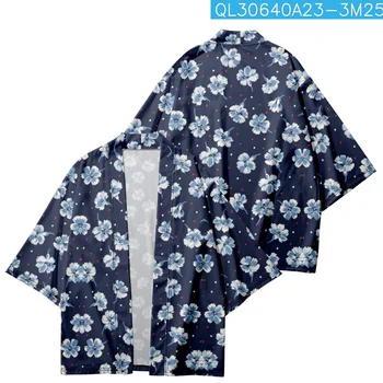 Mood Lilled Prindi Haori Kampsun, Suvel Rannas Yukata Jaapani Vabaaja Traditsiooniline Kimono Naised Mehed Streetwear Särgid