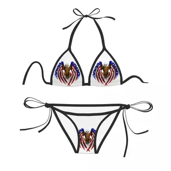 Naiste Eagle Ameerika Lipu Print Ujumistrikoo Sexy Bikini Set trikoo 2 Töö Sobiks