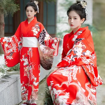 Naiste Jaapani Kimono Yukata Koos Obi Pool Õhtukleit Daamid Geisha Haori Etapis Täidab Cosplay Kostüüm Fotograafia Kanda