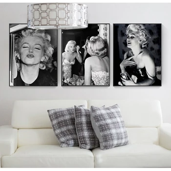 Näitleja Marilyn Monroe Lõuend Maalid Must ja Valge Plakat Pildid Põhjamaade Stiilis Seina Pilte kasutamiseks Kodus elutoas Teenetemärgi