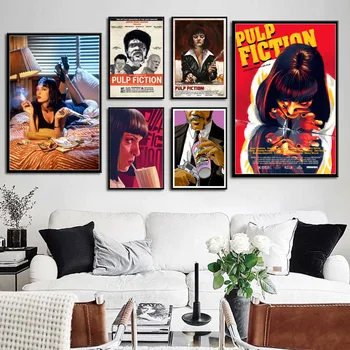 Pulp Fiction Klassikaline Film Quentin Tarantino Vintage Kunsti Maali Siidist Canvas Poster Seina Home Decor