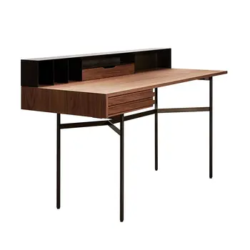 Põhjamaade laud, saksa laud, kaasaegne Bauhaus minimalistlik kirjaplangil, must pähkel sahtel, minimalistlik