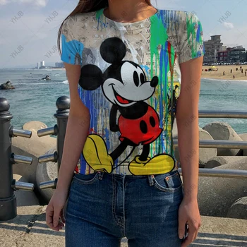 Suvel Naiste T-särk Disney Minnie Mickey Mouse Prindi Harajuku T-Särk Slim Tee Daamid Rõivad Uued Lühikesed Varrukad O-Kaeluse Top