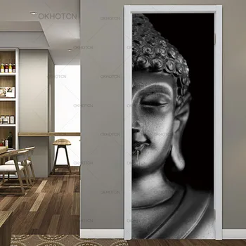 Veekindel Art Home Decor Decal Buddha Lill PVC Uks 3D Print Kleebis Isekleepuv Diy Paber Magamistuba Kleebis